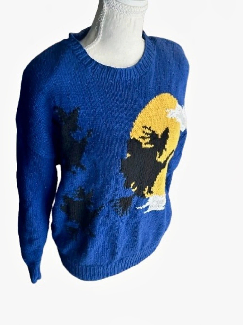 Vintage Marisa Christina Halloween Witch Hand Knitted Sweater Medium Large Boho - Picture 2 of 14